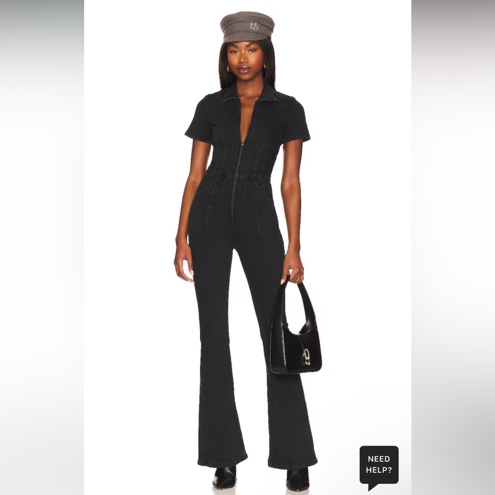 Free People Jayde Flare Jumpsuit in Black Mamba